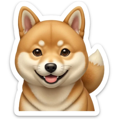 portrait of a shiba dog, smiling with closed mouth, no tongue showing sticker