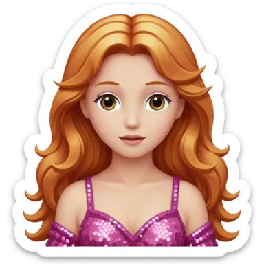 Venus, God of Sky from Gods and Goddesses with long reddish blonde hair, pink sequin outfit sticker