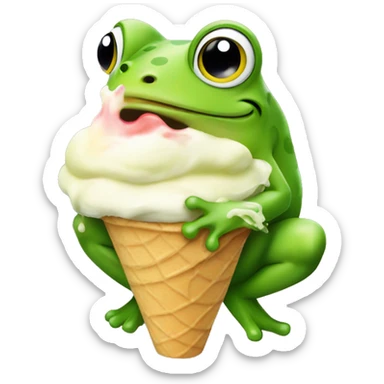 Frog eating ice cream  sticker