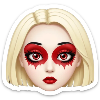 Black and red gothic big eye with mascara and makeup   sticker