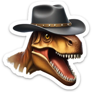 tyrannosaurus rex with a cowboy hat sticker