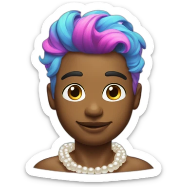 posh-muscle-boy-with-pearl-necklace-and-rainbow-unicorn-hair-in-golden-bathtub sticker