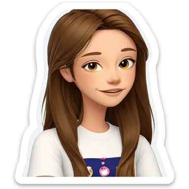 smiling girl with brown hair sticker