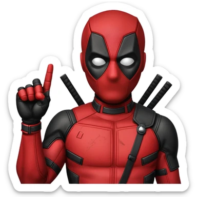 Deadpool with middle finger sticker