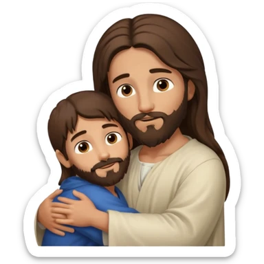 Niño abrazando a Jesús de Nazareth sticker