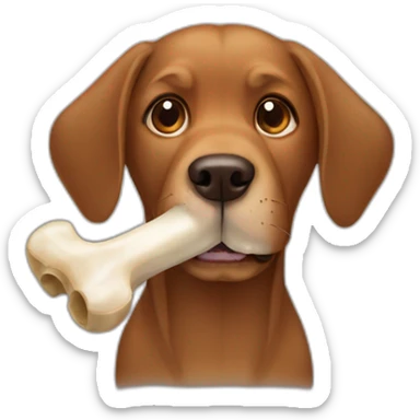 brown dog with a bone in his mouth sticker