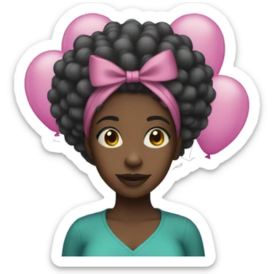 Black girl with balloons  sticker