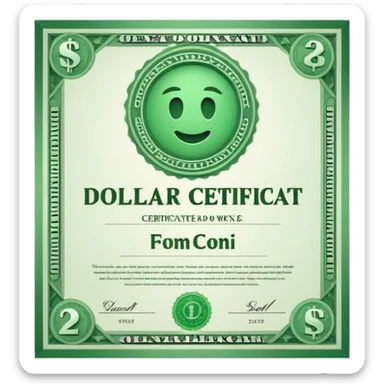 dollar certificate sticker