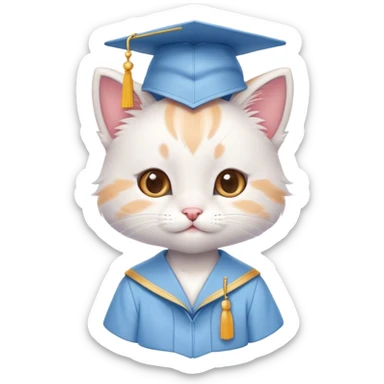CUTE LITTLE KITTY in LIGHT BLUE graduation uniform  sticker