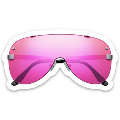 pink mirrored shield sunglasses, Y2K cyber style, frameless design sticker