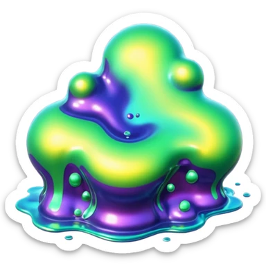 3D render of Oil Slick, toxic waste aesthetic, bubbling liquid, industrial warning texture. sticker