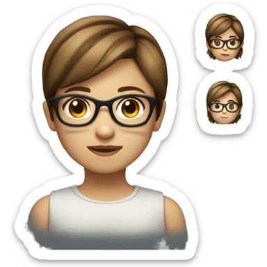 little gir with short brown hair with glasses sticker