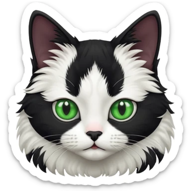chat noir et blanc au yeux vert  sticker