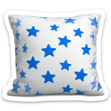 White pillow with blue stars all over it sticker