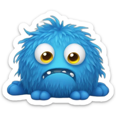 Sad blue monster stuffed animal sticker