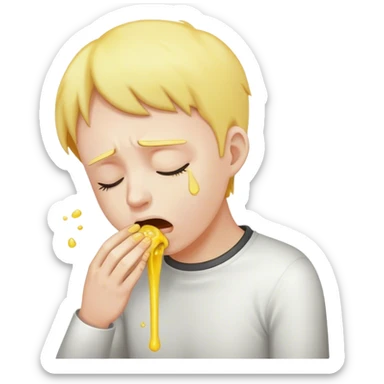 Vomiting yellow vomit while looking up sticker
