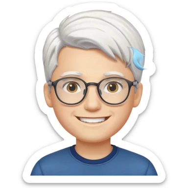 young boy with white hair and glasses sticker