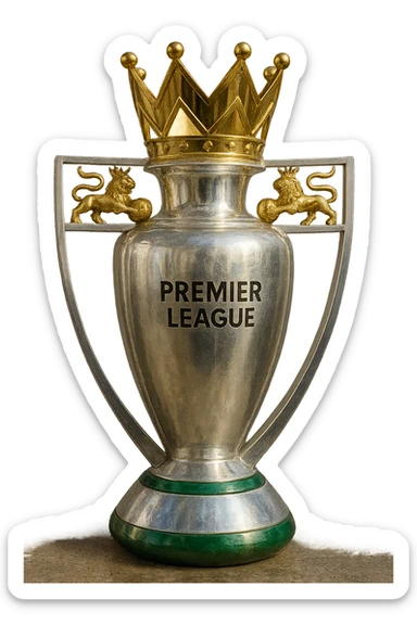 Фотореалистичный и изометричный кубок Premier League, объемный чуть слегка рисованный стиль, прозрачный фон sticker