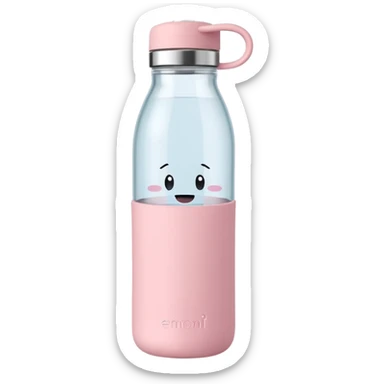 Clear glass water bottle with pastel pink silicone sleeve sticker