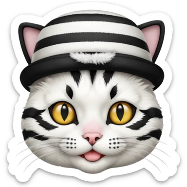 Cat mime performer with hat sticker