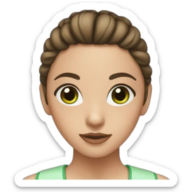 girl with green eyes, with bun and brunette hair sticker
