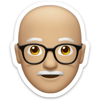 White bald man wearing brown-ish round shaped glasses and long sleeve shirt sticker