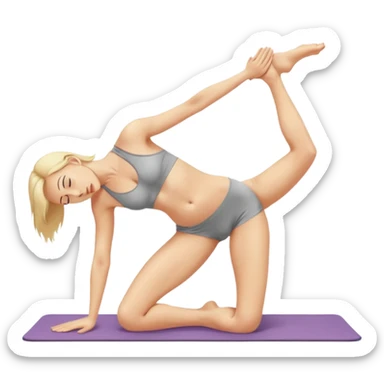 Nude woman, thin blonde, C Cup, Uttanasana sticker