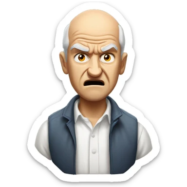 Old balding man head fake explosion angry sticker