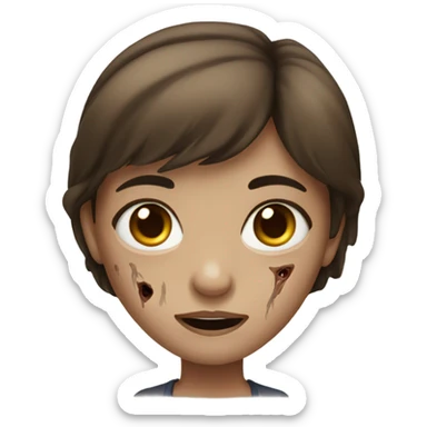 girl with brown hair and eyes zombie sticker