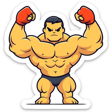 powerful strong limbs flexing, bodybuilder pose sticker