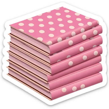 pink and brown polka dot files pile sticker