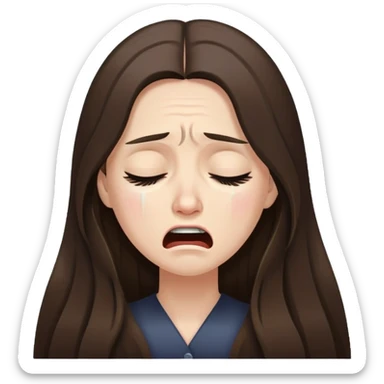 Very long hair Brunette with white skin crying very desconsolated sticker