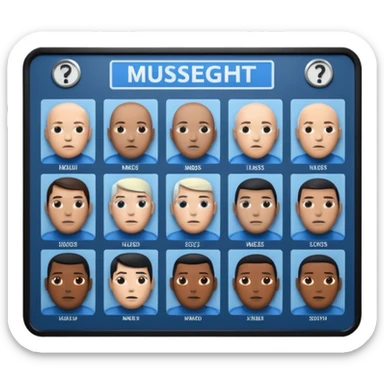 3D render of Mugshot Board, forensic investigation aesthetic, sterile clinical lighting, cool blue undertones, sharp high-contrast details, professional clean look. sticker