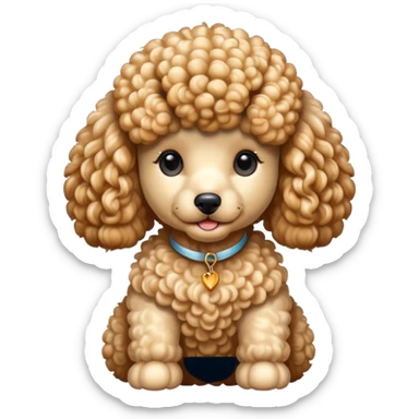poodle dog, curly fur, elegant, white or apricot sticker