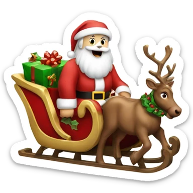 Santa on a Christmas sleigh sticker