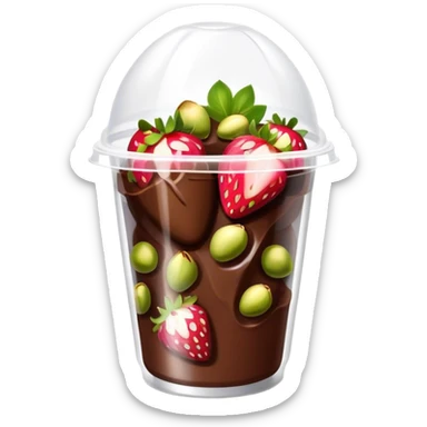 Chocolate covered Strawberries with pistachios in a plastic cup sticker