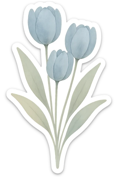 blue tulip bouquet, watercolor style, transparent background sticker