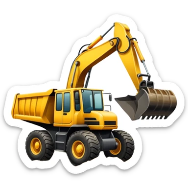 Excavator loading dirt in a dump truck sticker