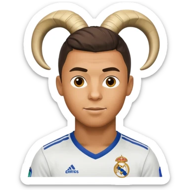 I want Ronaldo in Madrid and something over his head saying GOAT sticker