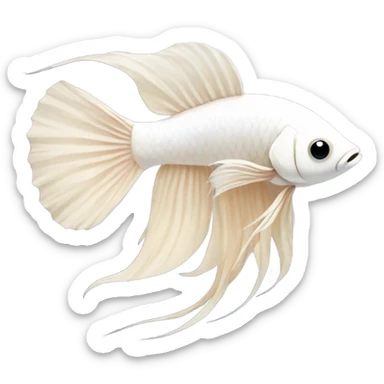 White beta fish with beige pastel sticker