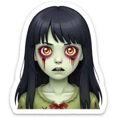 Girl zumbie with black long hair with bangs  sticker
