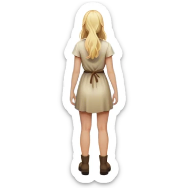 the back of a blonde woman stands at a mountain crossroads, her back turned as she contemplates two trails—one illuminated, symbolizing response, and one shrouded in darkness, representing reaction. with hands on chest sticker
