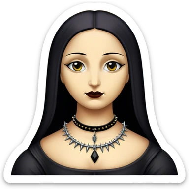 Goth mona lisa with spike choker  sticker