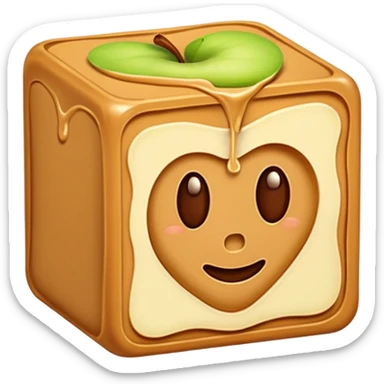 apple slice cube with peanut butter sticker