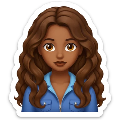 Baddie girl with brown long wavy hair sticker