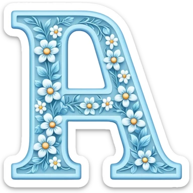 Light-blue flowery romantic alphabet letter sticker
