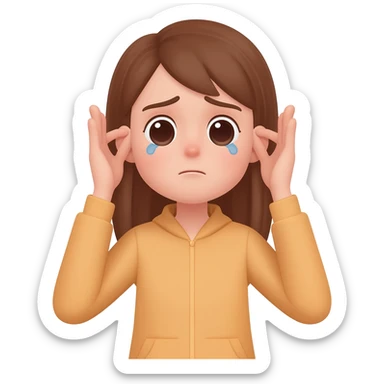 a girl holding ears sad and saying sorry sticker