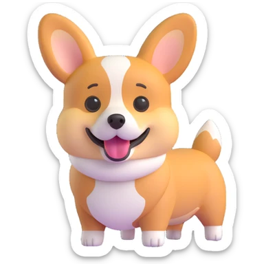 Create a clean and simple 3D emoji style version of a corgi dog, typical of 3D apple emojis, with no background. sticker