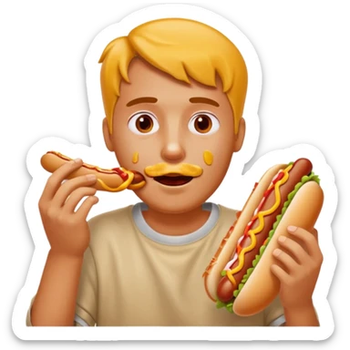 hotdog eating man sticker