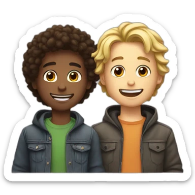 Two best friends hanging out both boys sticker